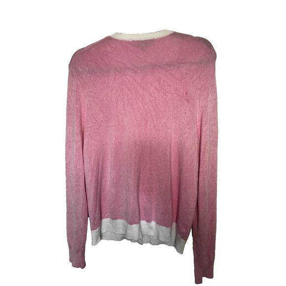 Zara Pink Contrast Trim Cardigan Sweater Coquette Preppy Lightweight Knit Size L - Picture 7 of 8